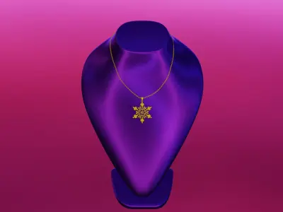 Golden Snowflake Pendant 3D model