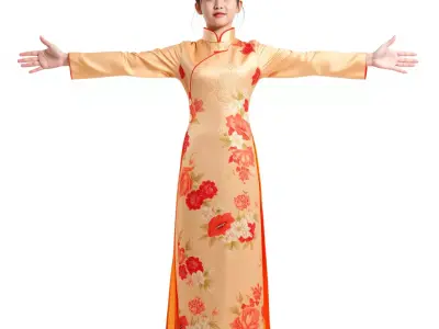 Elegant Floral Dress model pack Low-poly 3D model