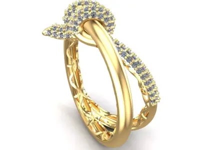 Gold Diamonds Knot Ring 3D print model