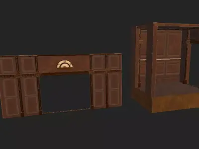baroque wooden Lift  Low-poly 3D model