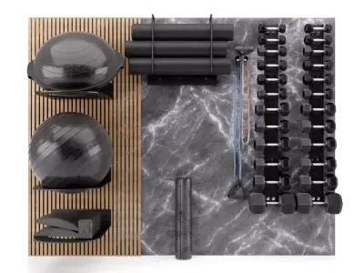 Home Gym Yoga Fitness Decoration Set 052 3D model