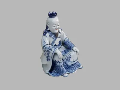 Porcelain Sitting Statue Low-poly 3D model