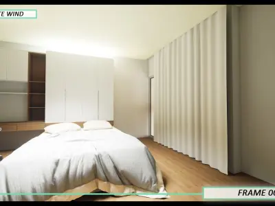 Pack of two Animated Curtains - Moderate and Strong wind 3D model