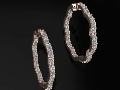 Hoop Earrings with 2mm Diamonds 3D print model