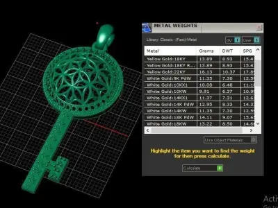 Fashion Diamond key pendant 3D printable model 3D print model