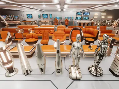 Sci-Fi Furniture and Props Low-poly 3D model