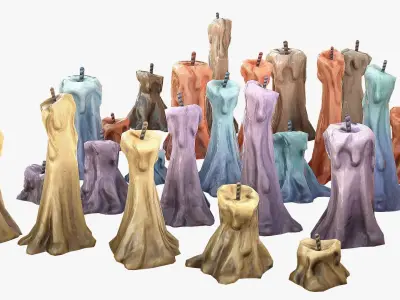 Stylized Candles Pack Low-poly 3D model