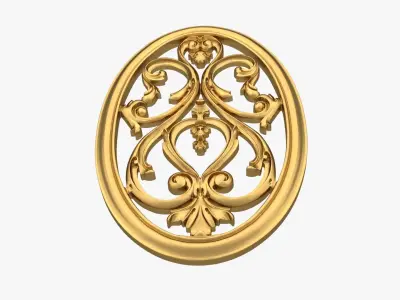 Classic oval rosette  01 3D model
