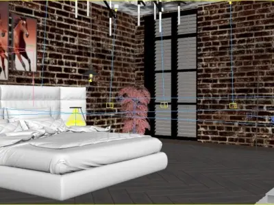 Industrial Bed Room 3D model 3D model