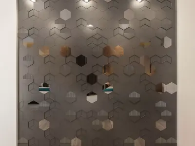 wall-panel glass wall with hexagonal pattern 3D model