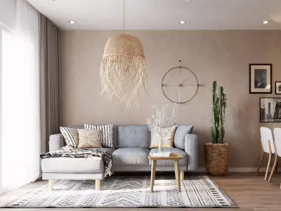 Living interior scene 3D model 3D model