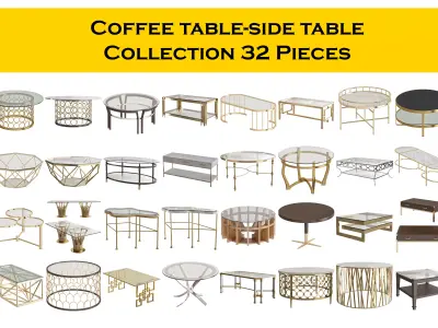 Coffee table-side table Collection 32 Pieces 3d model 3D model