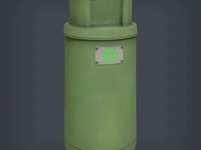 Trash Bin Low-poly 3D model