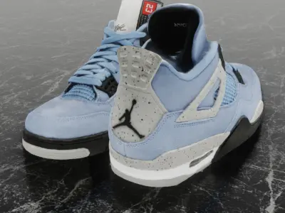 NIKE AIR JORDAN 4 RETRO UNIVERSITY BLUE 3D SHOES Low-poly 3D model