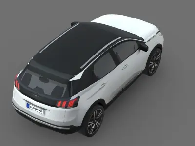 Peugeot 3008 2021 Low-poly 3D model