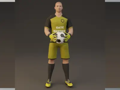 Football goal keeper  game ready character  Low-poly 3D model