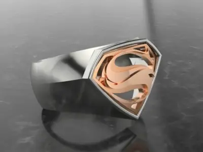 Super-Man Crest Ring 3D print model