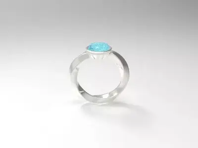 Jewelry aqua stone ring Free low-poly 3D model