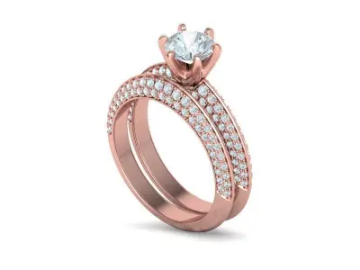 Wedding Set Jewelry Set 1ct Stone Wedding band 3dmodels 3D Model Pack