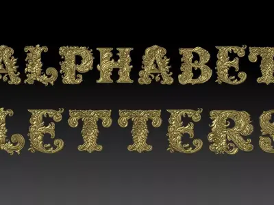 26 Alphabet Letters basrelief 3D print model