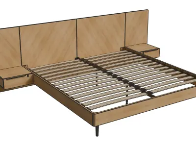 Ava Wood King Bed Low-poly 3D model