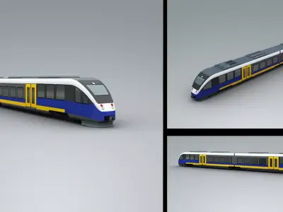 Lowpoly Train 4 metro Low-poly 3D model
