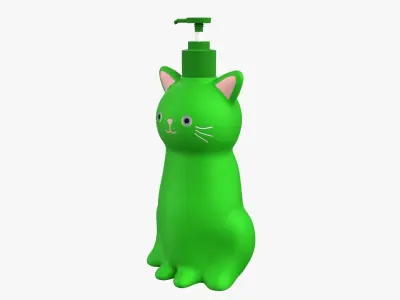 Cat Liquid Soap Dispenser Green Version 3D model