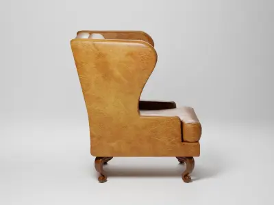 Old fashioned leather chair Low-poly 3D model