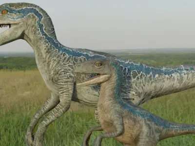 Blue and Beta Raptors Jurassic Park 3D model