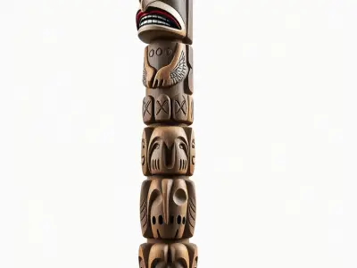Traditional Totem Pole Decorative Model Pack Low-poly 3D model
