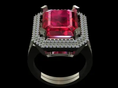 Unisex Ruby Golden Ring  3D print model