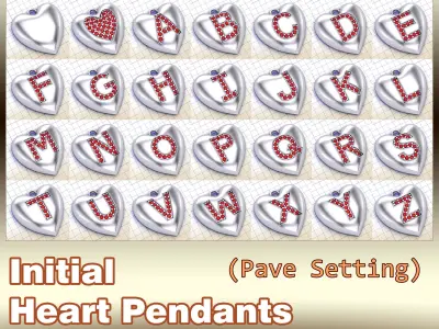 Initial Heart Pendants  3D print model
