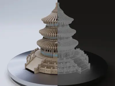 Interior Decoration Asian Temple 3D model