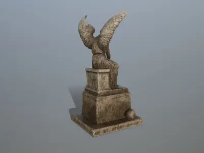 statue 3 of woman with wings Low-poly 3D model