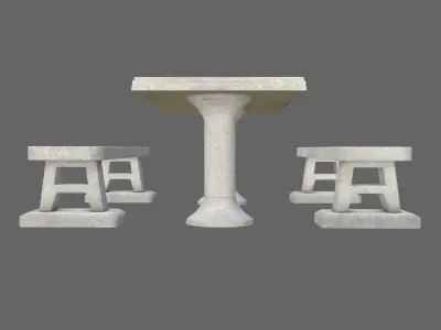 Game-ready Concrete Picnic Table - Unity - HDRP - UE4  Low-poly 3D model