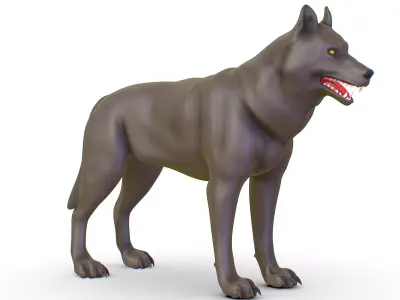 High Poly Model Grey Wolf Low-poly 3D model
