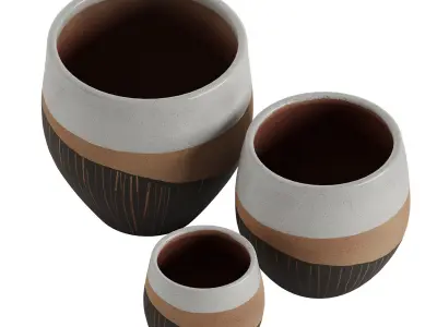 Neutral Earth Tones Vases Set 3D model