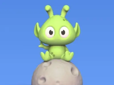 Alien on Moon 3D print model