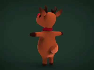 Cute christmas reindeer Low-poly 3D model