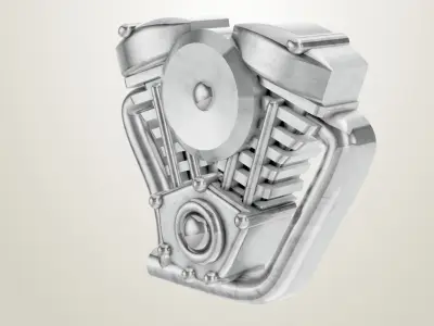 Chrome V Twin Engine 3D 3dm file 3D print model