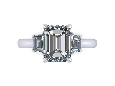 Cut Emerald Wedding Ring 3D print model