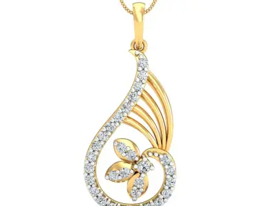 Yellow gold diamond pendent-P3 PS-01 3D print model