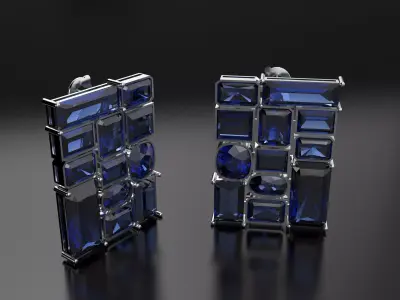 Earrings with baguettes  3D print model