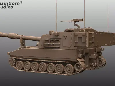 Self-Propelled Howitzer M109A6 Paladin Modern Artillery Vehicle  3D model