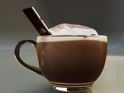 Hot Chocolate Cup With Chantilly 3D model