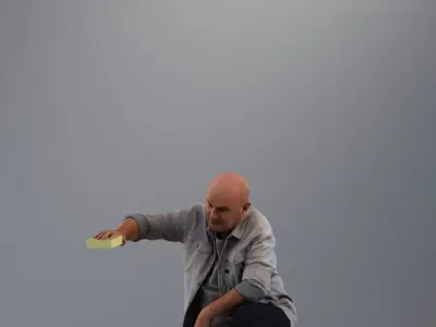 Set of low poly men in car related poses 3D model