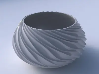 Bowl squeezed twisted with wavy extruded lines 3D print model