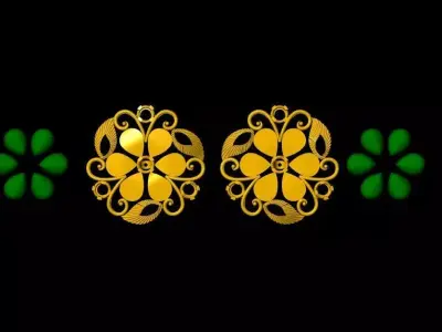 Gold Tops Earring - 0019 3D print model