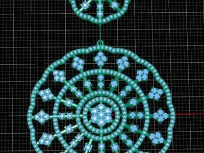 Luxury Diamond Golden Pendant 3D print model