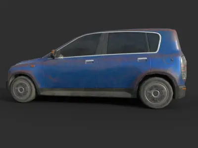 Generic Hatchback 01 Rusty Blue Low-poly 3D model